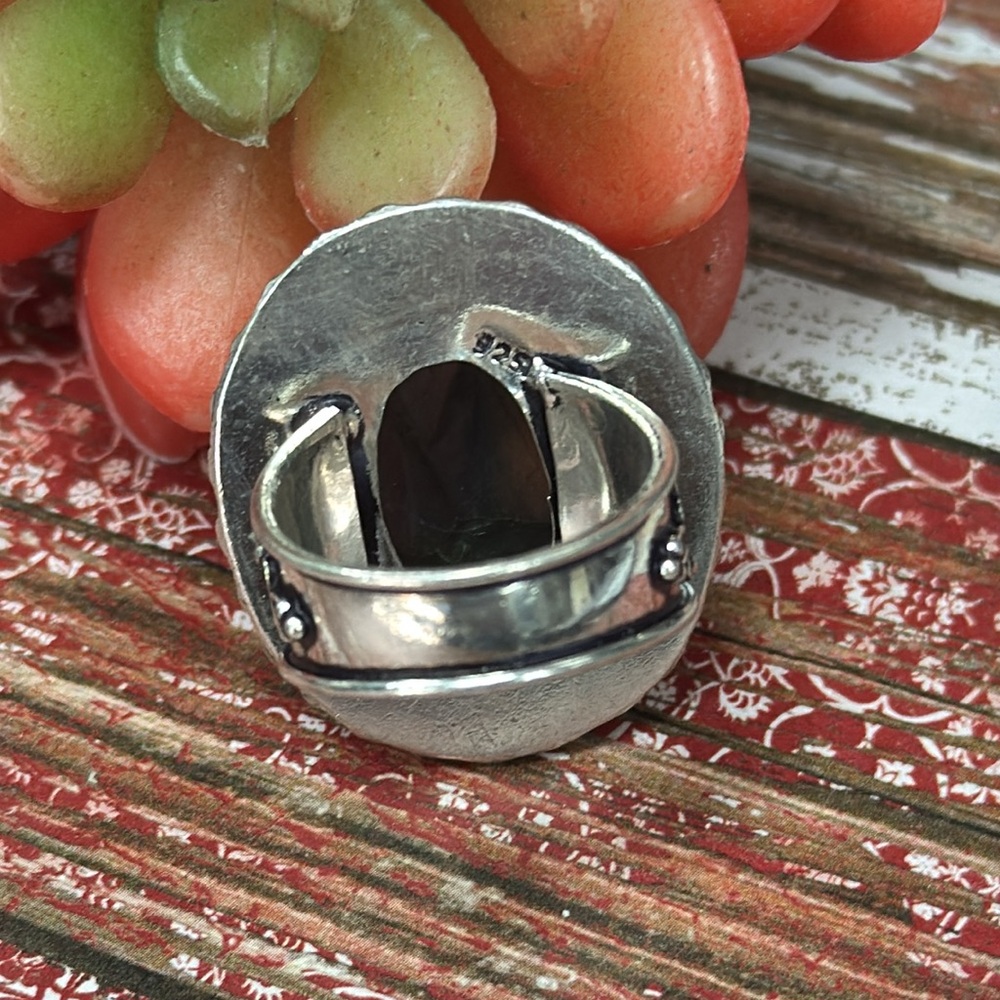 Silver Fiery Labradorite Statement Ring - image 6